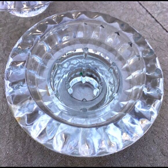 Vintage Faceted Round Crystal Taper Candle Holders - Picture 14 of 16